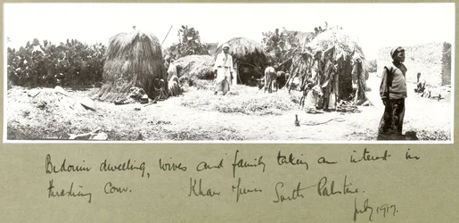 Bedouin family and dwelling, Khan Yunis, July 1917